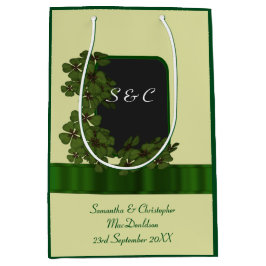 Sacola Para Presentes Média Casamento personalizado de shamrock irlandês verde