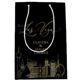 Sacola Para Presentes Média Casamento Preto e Dourado de Las Vegas