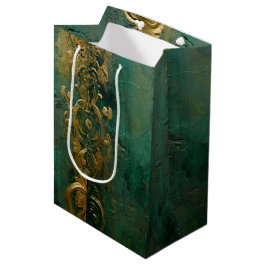 Sacola Para Presentes Média Casamento Romântico Verde Esmeralda
