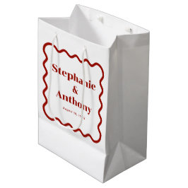 Sacola Para Presentes Média Casamento Vermelho Escuro de Borda Escura na Parte