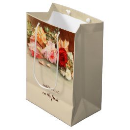 Sacola Para Presentes Média Casamento Vintage, Natureza-Morta de Flores de Ros