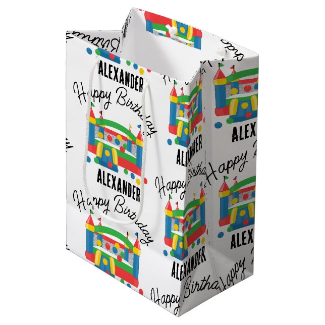 Sacola Para Presentes Média Castelo de Saltar Casa de Rebote Bola Crianças Nom (Frente inclinada)