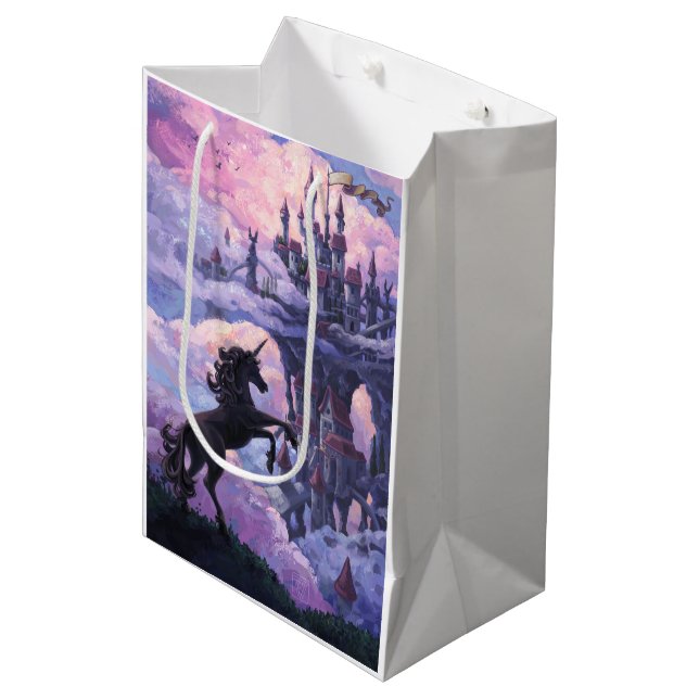 Sacola Para Presentes Média Castelo de Unicórnio (Frente inclinada)