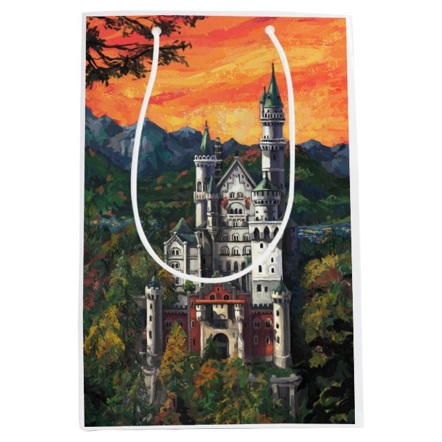 Sacola Para Presentes Média Castelo Schloss Neuschwanstein (Frente)