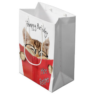 Sacola Para Presentes Média Cat Lendo Livro Vermelho