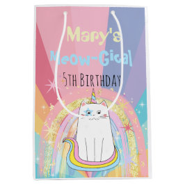 Sacola Para Presentes Média Caticorn Meow-Gical Birthday
