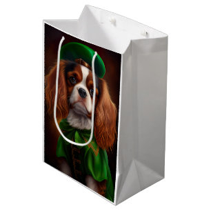Sacola Para Presentes Média Cavaleiro Rei Charles Spaniel na Rua. Dia de Patri