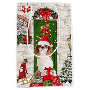 Sacola Para Presentes Média Cavalier King Dog Christmas
