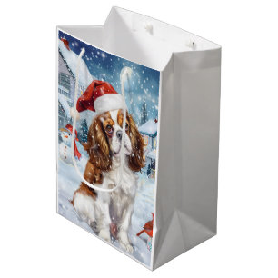 Sacola Para Presentes Média Cavalier King Winter Wonderland Natal Joy