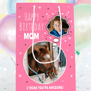 Sacola Para Presentes Média Cavalo Divertido Mamãe Aniversário Pensou Que Foto