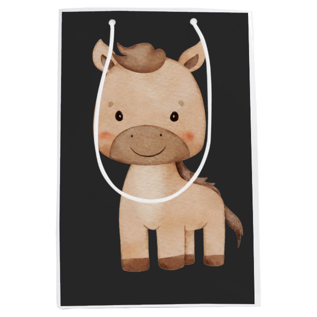Sacola Para Presentes Média Cavalo fofo  (Frente)