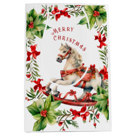 Sacola Para Presentes Média Cavalo Fogueiro Feliz Saco de Natal