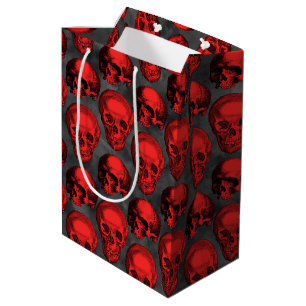 Sacola Para Presentes Média Caveiras Vermelhas e Série Girassol Design 1