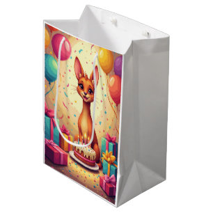 Sacola Para Presentes Média Celebração de Aniversário do Azawakh