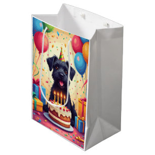 Sacola Para Presentes Média Celebração de Aniversário do Cesky Terrier
