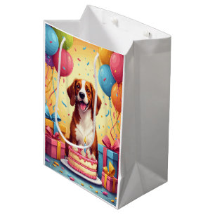 Sacola Para Presentes Média Celebração de Aniversário do English Foxhound
