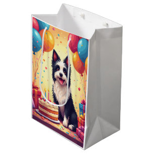 Sacola Para Presentes Média Celebração de Aniversário do Skye Terrier
