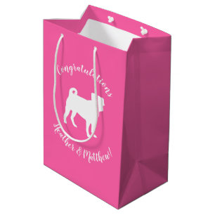 Sacola Para Presentes Média Celebração do Tema do Cão Rosa