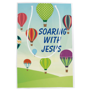 Sacola Para Presentes Média Celebração infantil de balões de ar quente colorid