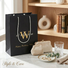 Sacola Para Presentes Média Celebrar com um feliz aniversário personalizado