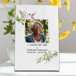 Sacola Para Presentes Média Celebration Of Life Hummingbirds Floral Keepsake
