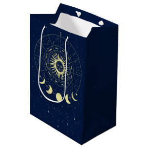 Sacola Para Presentes Média Celestial Sun Moon Fases Zodiac