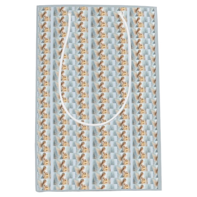 Sacola Para Presentes Média Celestial Winter Angel Lantern of Comfort (Frente)