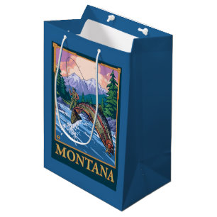 Sacola Para Presentes Média Cena da pesca com mosca - Montana