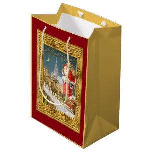 Sacola Para Presentes Média Cena de Papai Noel