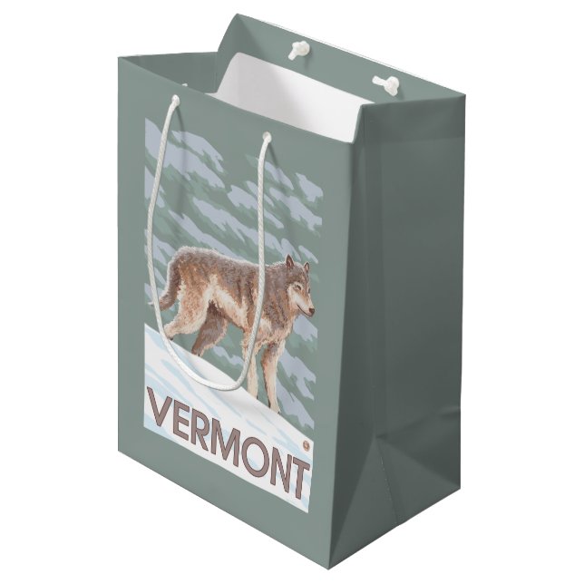 Sacola Para Presentes Média Cena de VermontWolf (Frente inclinada)