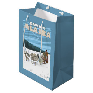 Sacola Para Presentes Média Cena Sledding do cão - Dawson, Alaska