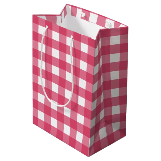 Sacola Para Presentes Média Cerise Gingham (Verso inclinado)