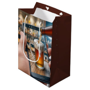 Sacola Para Presentes Média Cerveja de Aniversário no Smartphone