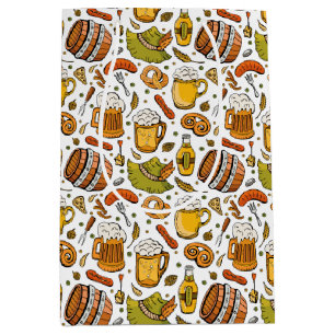 Sacola Para Presentes Média Cerveja de Oktoberfest, festiva alemã, e enchidos