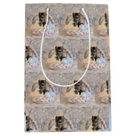 Sacola Para Presentes Média Cesta de Páscoa de Patton - Gato / Gato - Saco de 