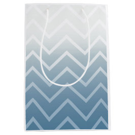 Sacola Para Presentes Média Céu Azul Chevron Branco