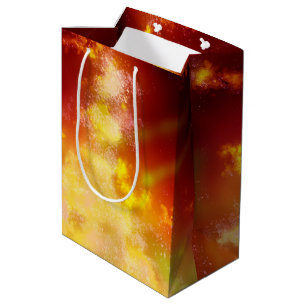 Sacola Para Presentes Média Céu Vermelho na Galáxia de Fogo Noturna
