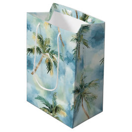 Sacola Para Presentes Média Céus Azuis Ilha Tropical Palmeiras Aniversário
