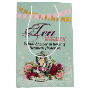Sacola Para Presentes Média Chá da Noiva Festa Vintage Alice do Chapeleiro Mal