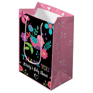 Sacola Para Presentes Média Chá de Bebê da Festa Mexicana Floral Brilhante