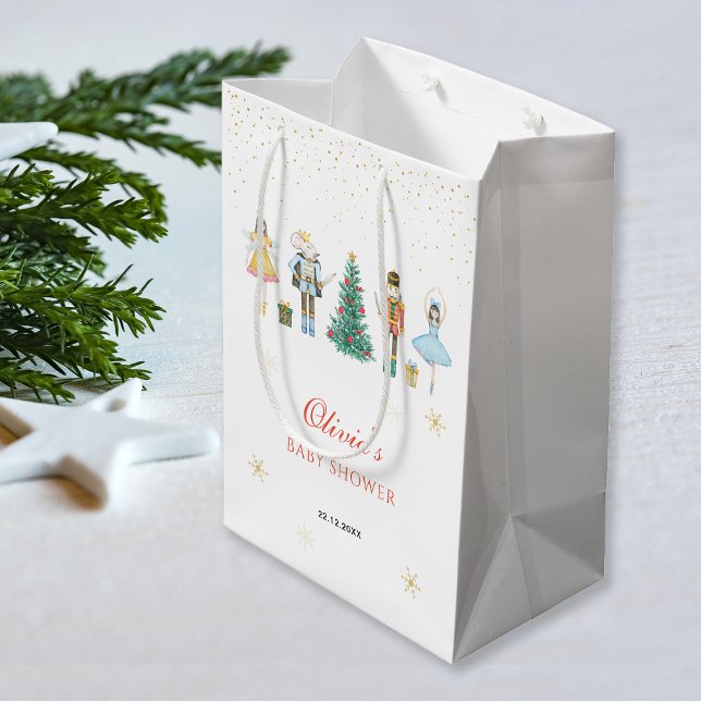 Sacola Para Presentes Média Chá de Bebê de Natal do Quebra-Nozes (Criador carregado)