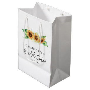 Sacola Para Presentes Média Chá de Bebê Floral Girassol Verdura