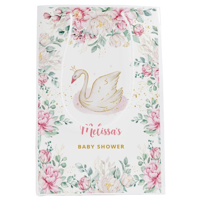 Sacola Para Presentes Média Chá de Bebê Princesa Cisne (Frente)