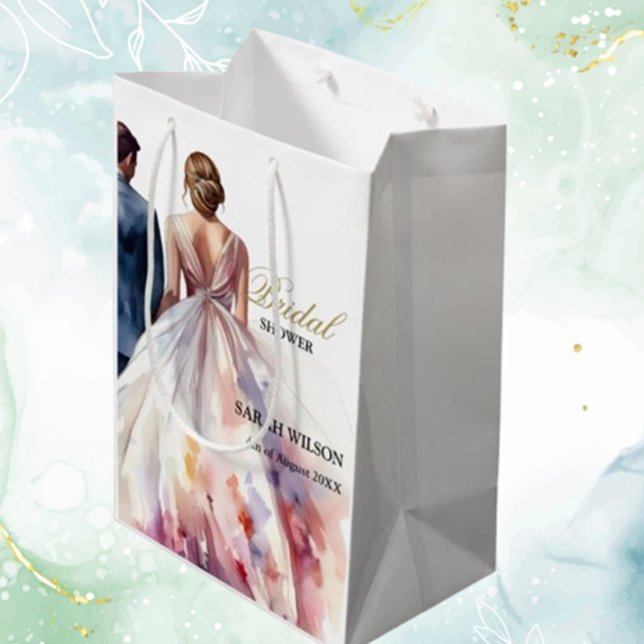 Sacola Para Presentes Média Chá de Bebê Rústico Rosa Boho Floral (perfect for heartfelt gifts. Add a charming touch to your special day!)