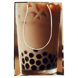 Sacola Para Presentes Média Chá De Bolha Num Vidro