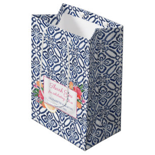 Sacola Para Presentes Média Chá de casamento De Citros Coloridos De Azulejo A