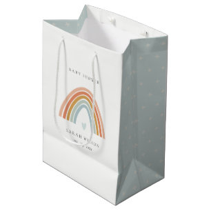 Sacola Para Presentes Média Chá de fraldas Arco-Íris Azul Esmagado Elegante