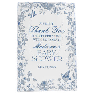 Sacola Para Presentes Média Chá de fraldas Azul Toile De Jouy Favoritos