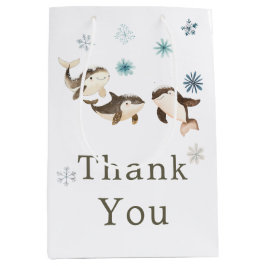 Sacola Para Presentes Média Chá de fraldas de Baleia Árctico de inverno Cujo