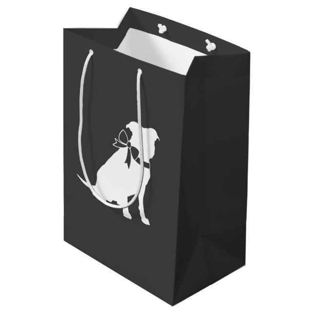 Sacola Para Presentes Média Chá de fraldas De Cães Touro Neutro (Verso inclinado)